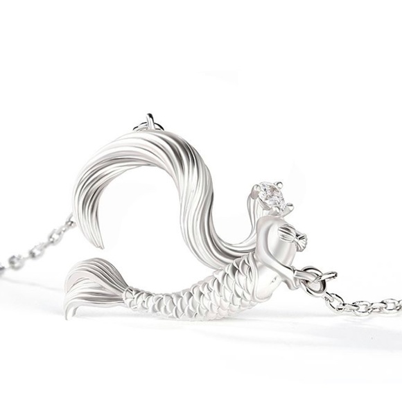 "DANCING BY THE MOONLIGHT" MERMAID STERLING SILVER NECKLACE - Picture 2 of 4